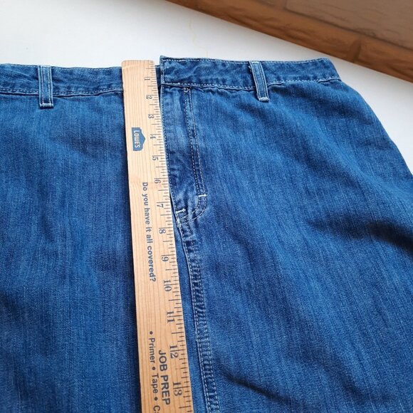 Vtg Y2K Tommy Hilfiger Skirt Womens 12 Denim Jean Midi Maxi‎ Modest Grunge Slit - Picture 11 of 14